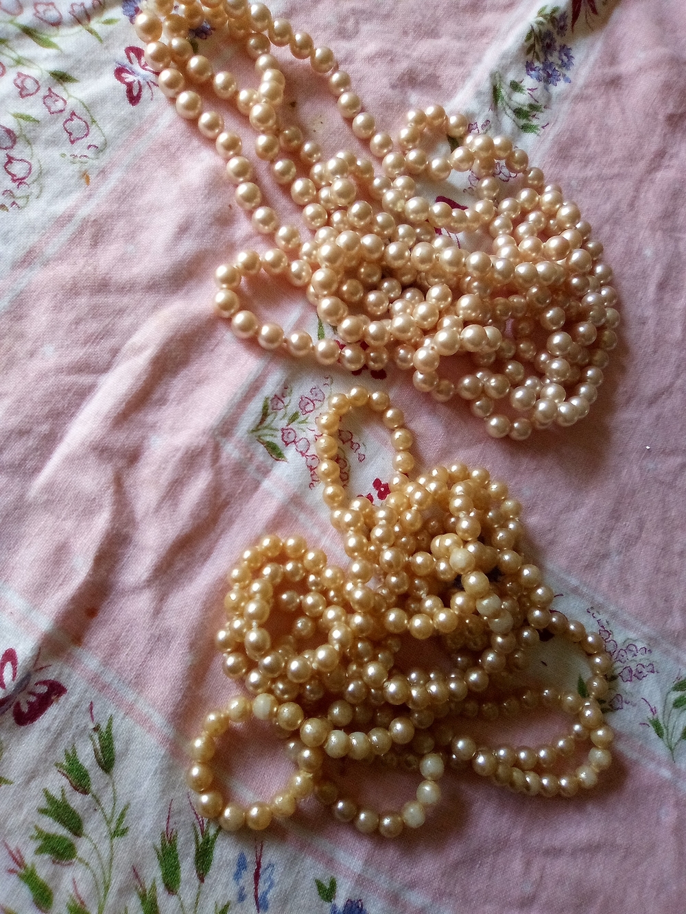 2 Classic Champagne Glass Faux Pearl Necklaces